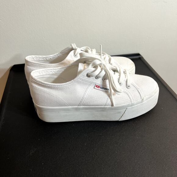 Superga White Platform Sneakers LAST CALL - Picture 1 of 9